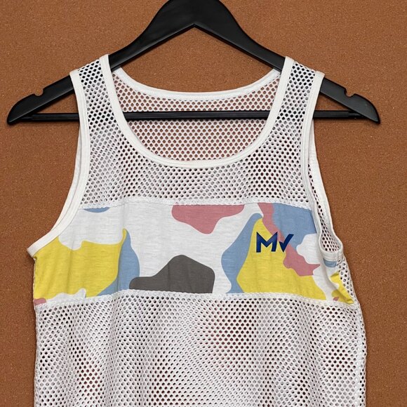 Mens Tank In Mesh White - Picture 2 of 7